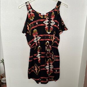☀️MINI SUNDRESS SOUTH WESTERN STYLE ON BLACK SZ M (26Wx31L) NWOT EXCELLENT COND.